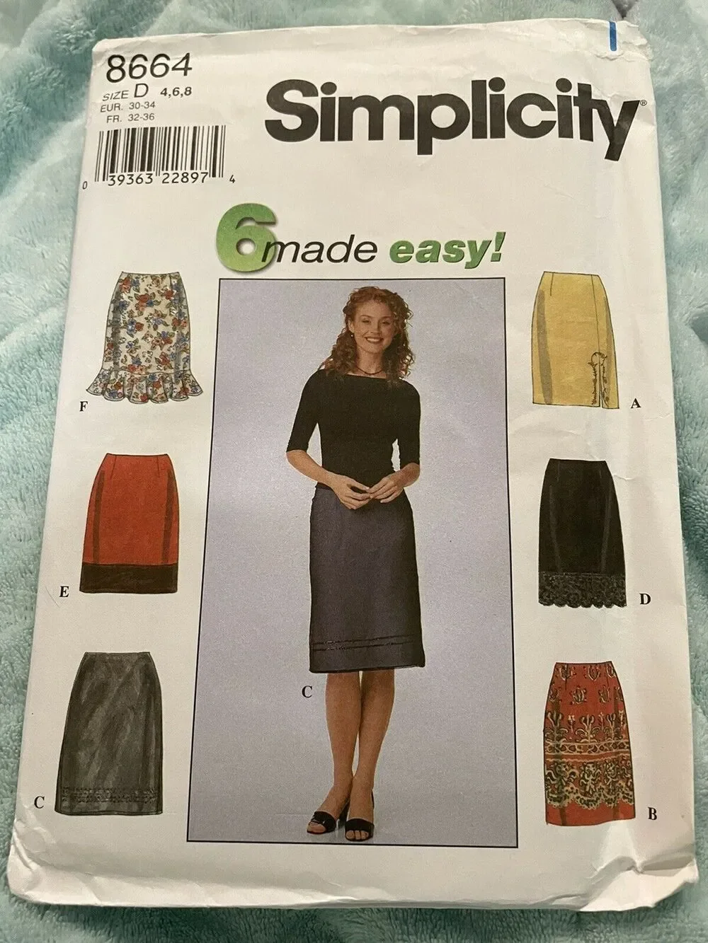 8664 Simplicity Vintage Pattern Womens Uncut Misses Skirt Size D 4, 6, 8
